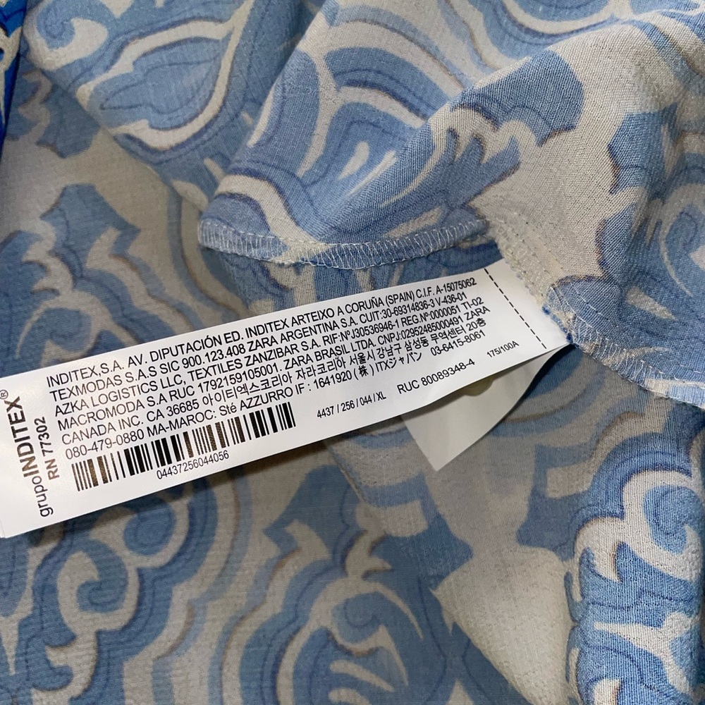 Zara Blue and White Patterned Dress - Picture 3 of 10